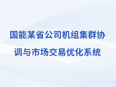 国能某省公司机组集群协调与市场交易优化系统